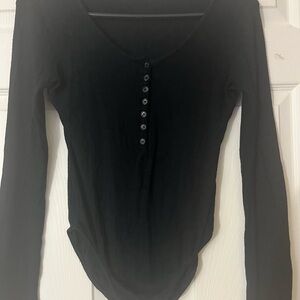 Moral Fiber Jet Black Button-Up Bodysuit